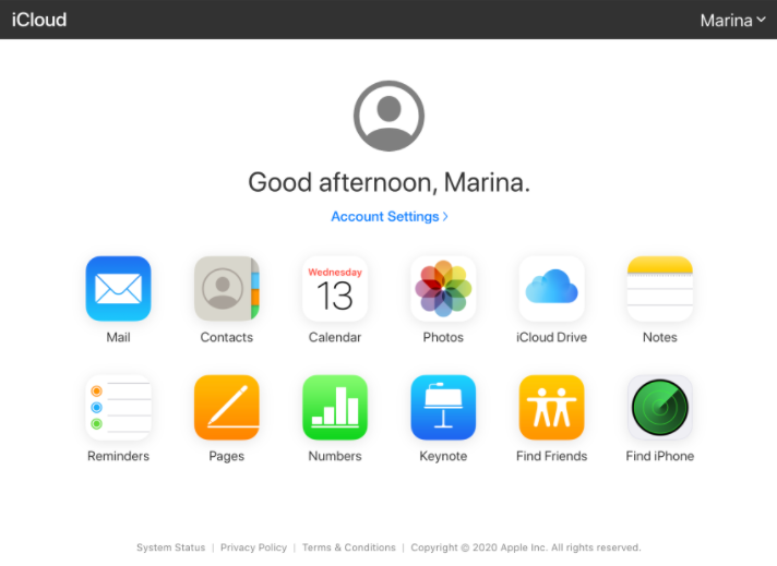 icloud home page