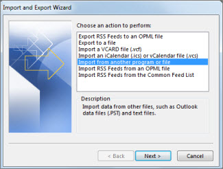 import export wizard