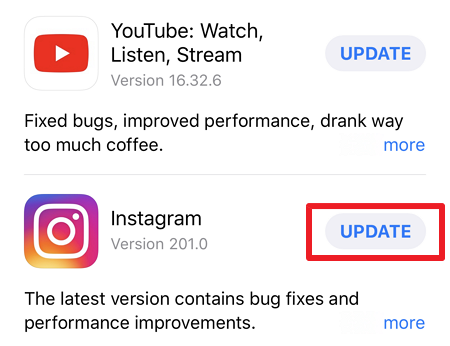 ins update app store