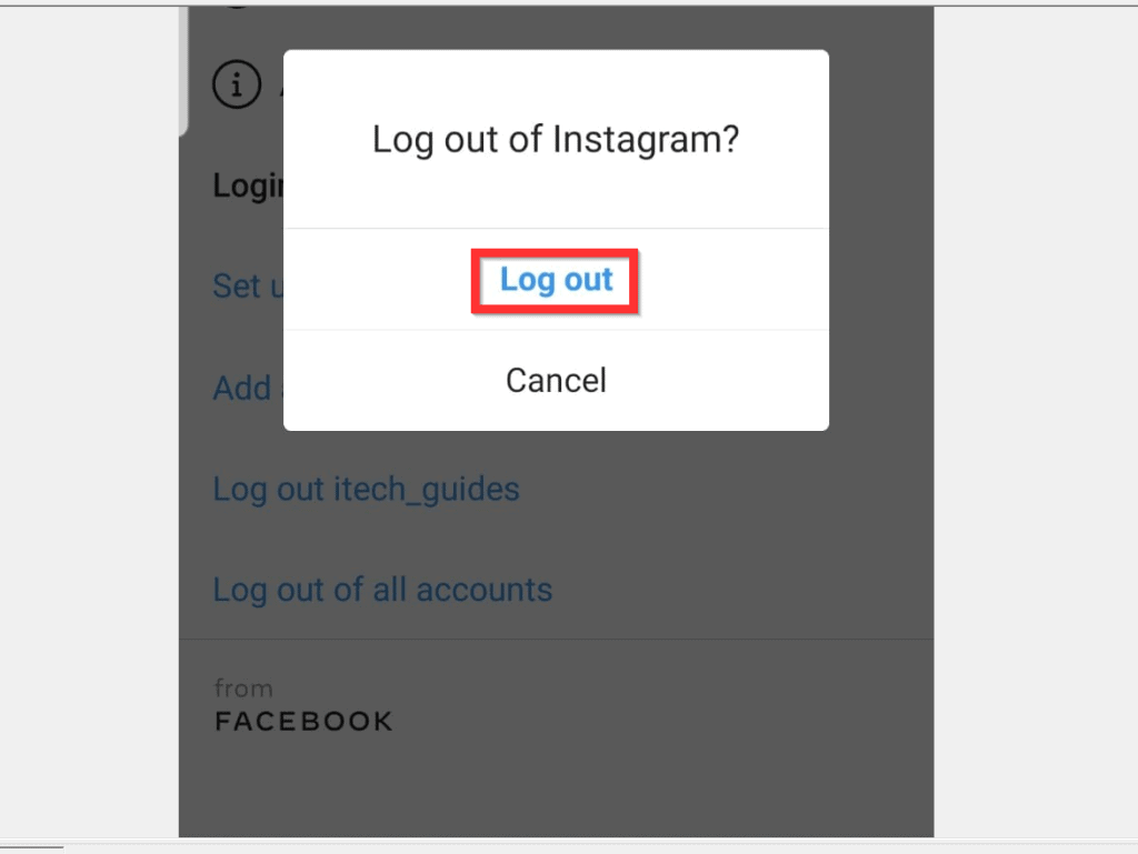 log out instagram account