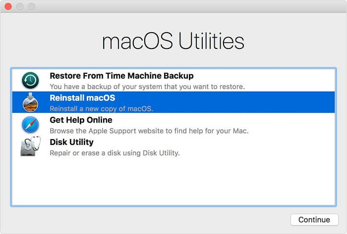 enter macOS recovery to restore files