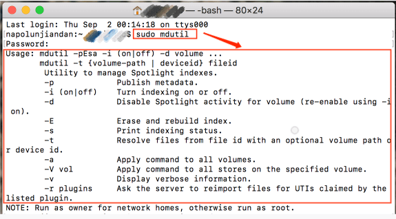 Spotlight index commands in Terminal