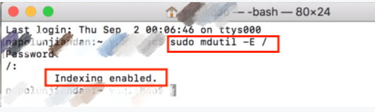 Reindex Mac Spotlight with Terminal