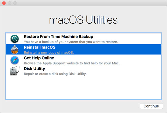 macos high sierra recovery mode utilities