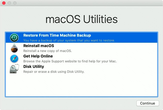 restore from time machine backup