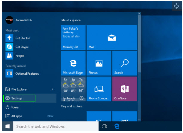 windows 10 settings