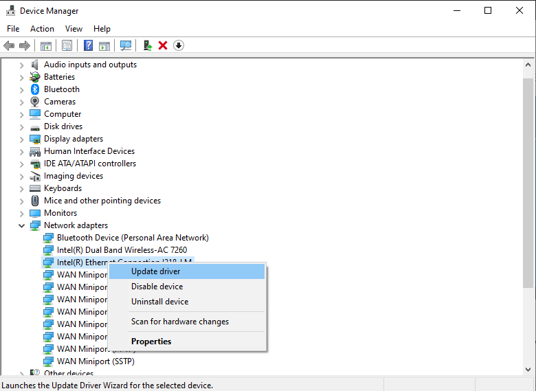 update network adapter drivers