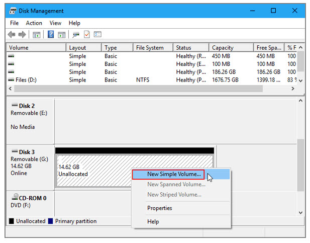 create a new volume to undo esd-usb