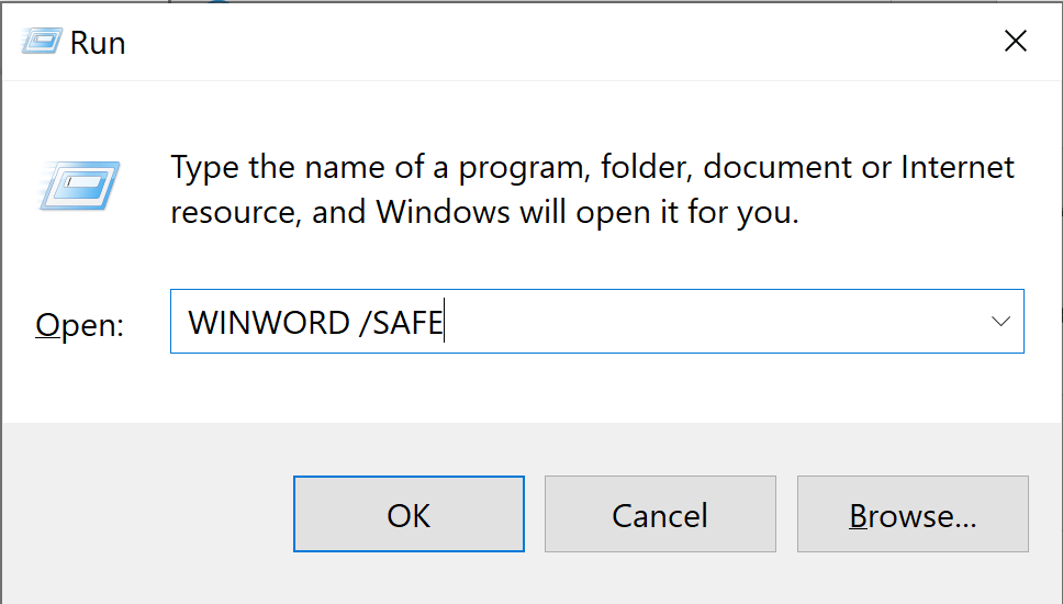 Open Word in Safe Mode