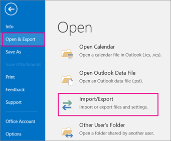 outlook open export