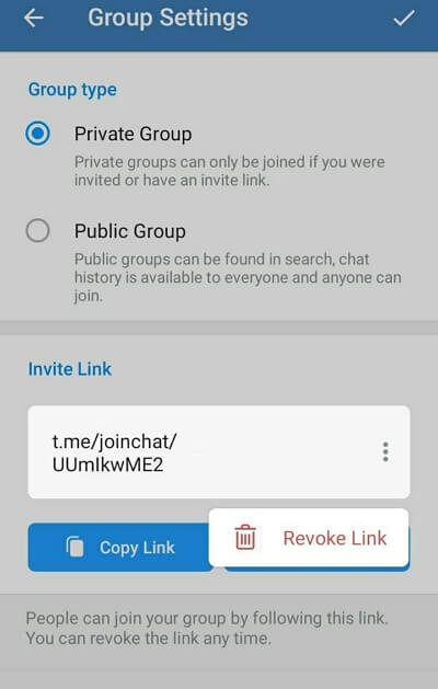 private Gruppe auf Telegramm