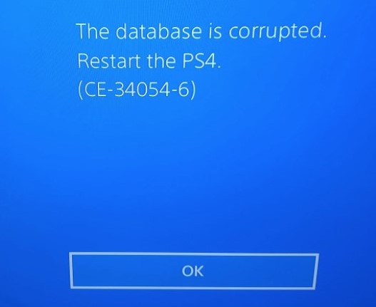 ps4 database corrupted
