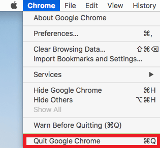 quit google chrome