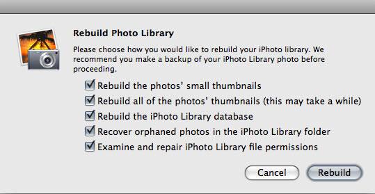 rebuild iPhoto Library
