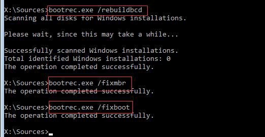 rebuild BCD file to fix error code 0xc00000e