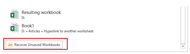 recover unsaved workbooks