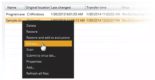 extract selected files