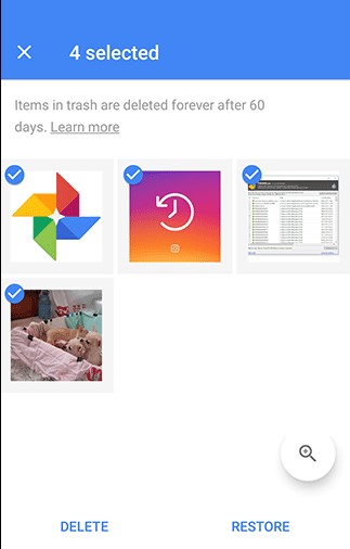 retrieve google photos on android