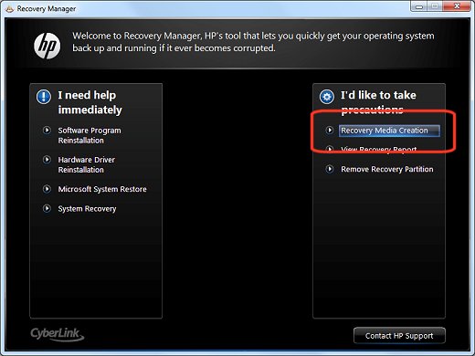recovery media creation win7