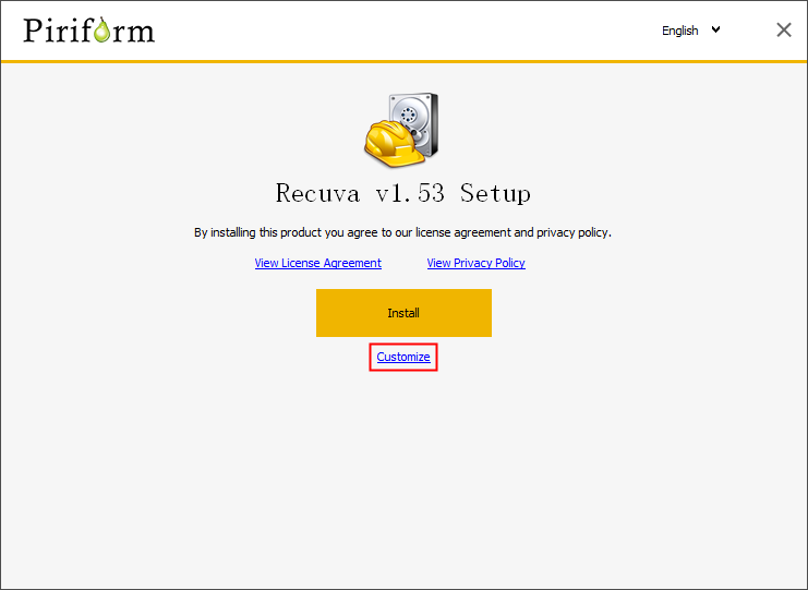 customize the install location of recuva step 1