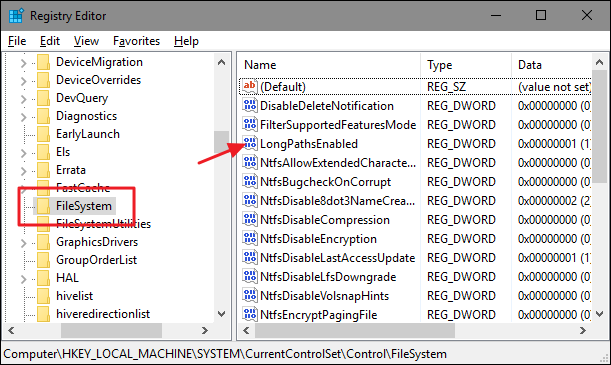 enable long path support in Windows