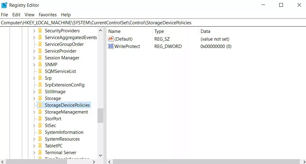 navigate to storage device policy