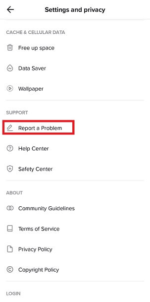 report problem on tiktok