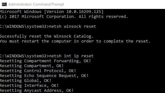 reset TCP IP configuration