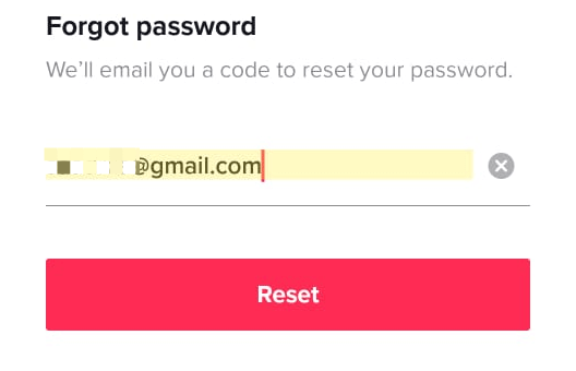 reset password tiktok