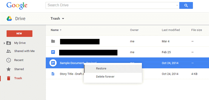 restore deleted files google-drive