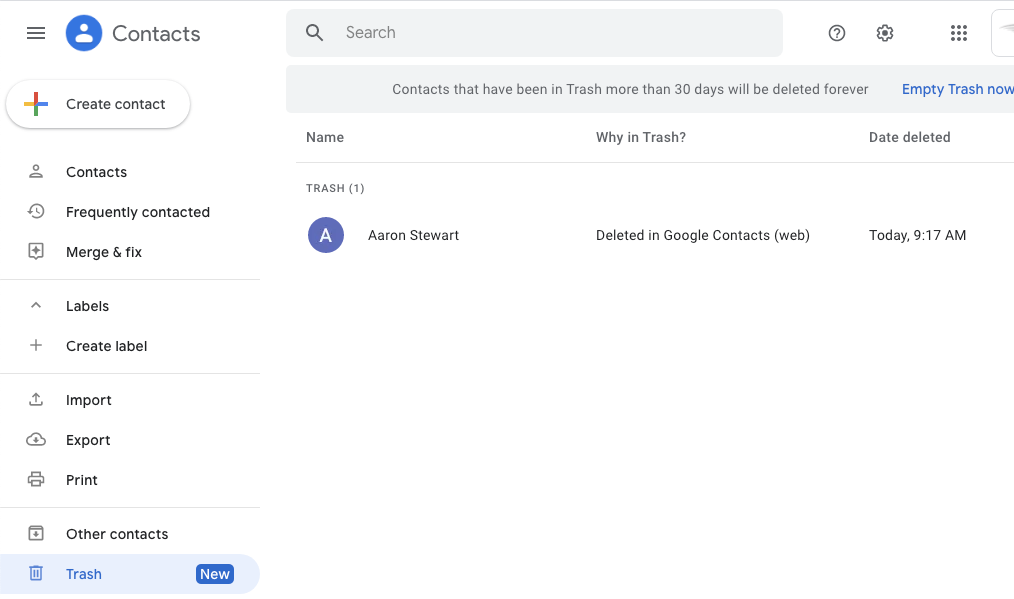 restore deleted google contacts from trash
