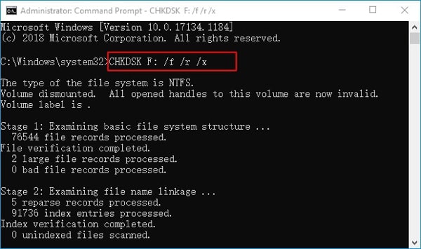 run check disk command