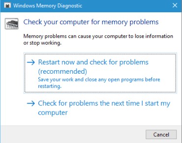 run windows memory diagnostic