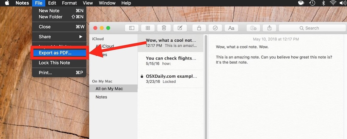 save notes on Mac