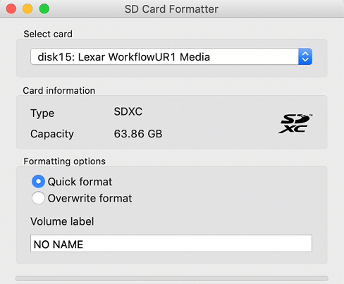 format sd card on mac