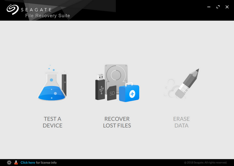 Main screen of Seagate File Recovery Suite
