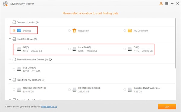 select the inaccessible path to recover files