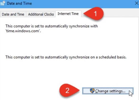 synchronize with internet time