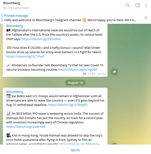 Telegram channel Bloomberg