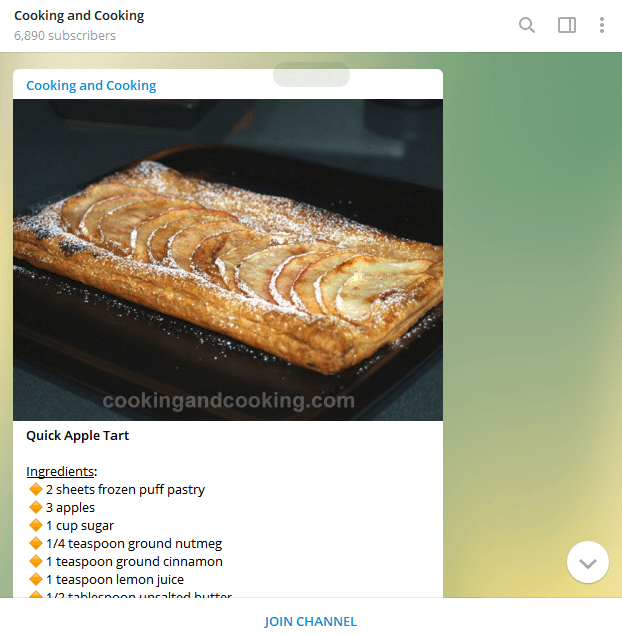 Telegram channel cooking