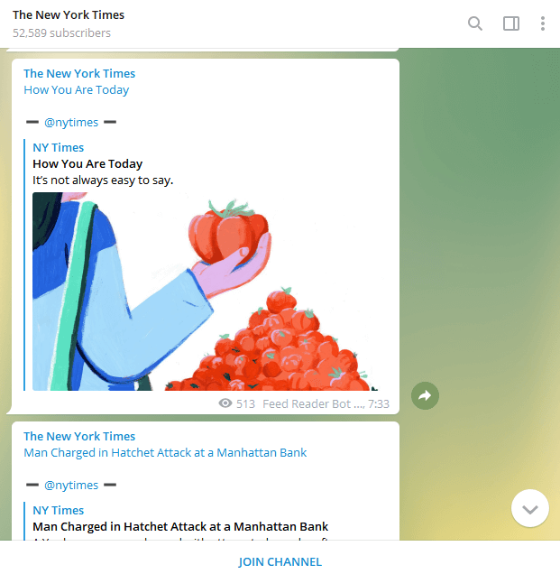Telegram channel new york times