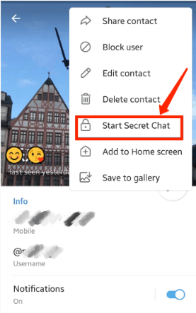 start Telegram secret chat