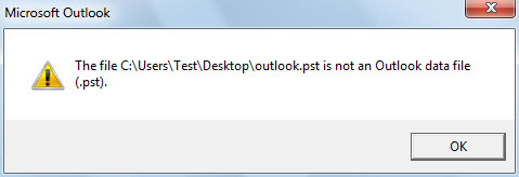 the file is not outlook data file