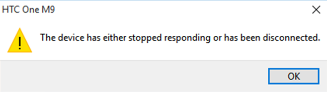 the device has stopped responding