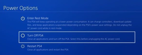 Power off online ps4