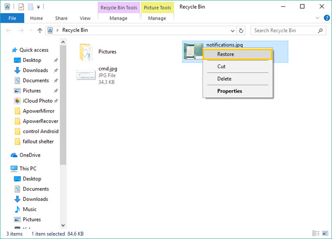 recover deleted photos from pc recycle bin