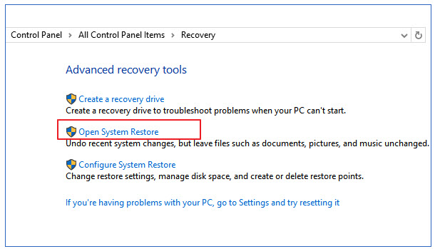 open system restore