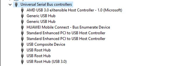 universal serial bus controllers in device manager