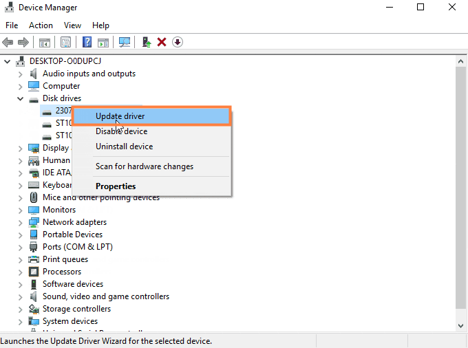 update seagate external hard disk driver