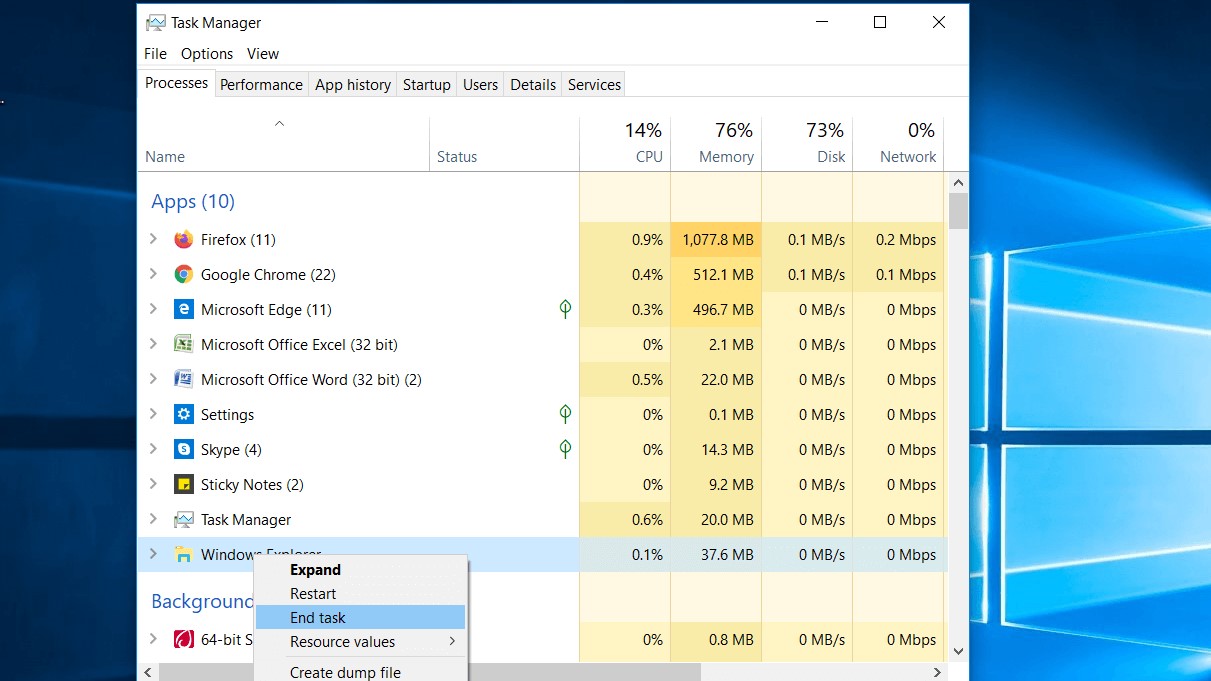 use task manager to force delete a file